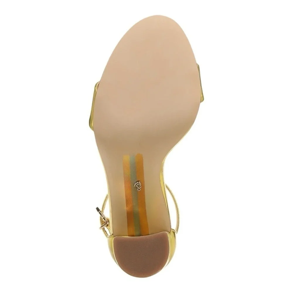 Sam Edelman Yaro‎ Gold Metallic Block Heel Ankle Strap Sandals Womens Size 9M - Picture 7 of 16